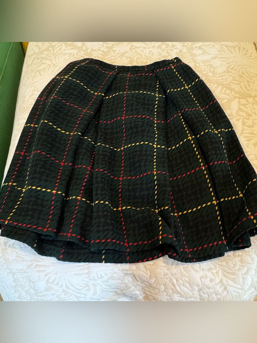 ASOS Green  A-Line Skirt with Red and Yellow Windowpane Stitching